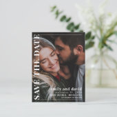 日付の写真を保存するQRコードミニマルモダンリスト 案内ポストカード (スタンド正面)