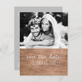 日付の写真を保存素朴す結婚るライトウッド 案内ポストカード (正面/裏面)