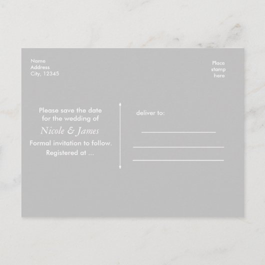 日付の写真を保存素朴す結婚るライトウッド 案内ポストカード (裏面)