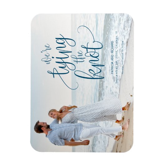 日付の写真を除いて結婚式を結ぶ マグネット (縦)