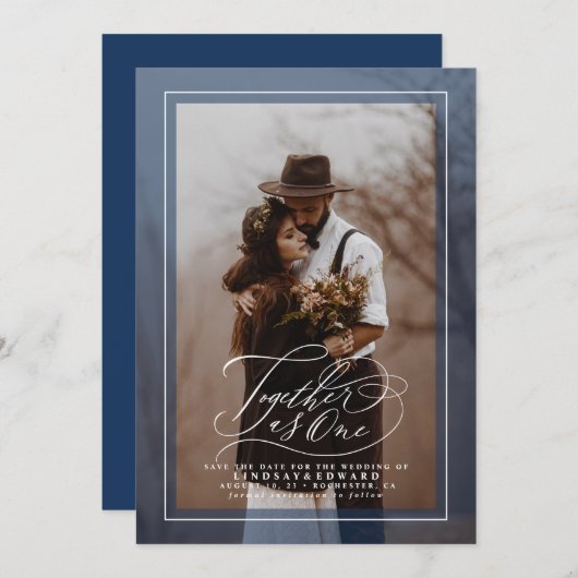 日付の写真エレガントを保存 セーブザデート (正面/裏面)