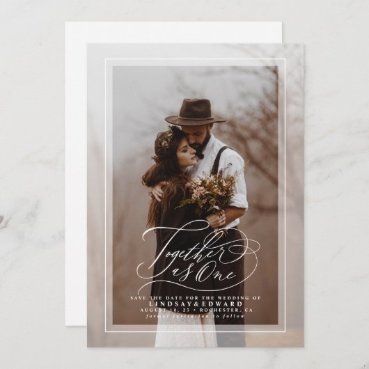 日付の写真エレガントを保存 セーブザデート (正面/裏面)