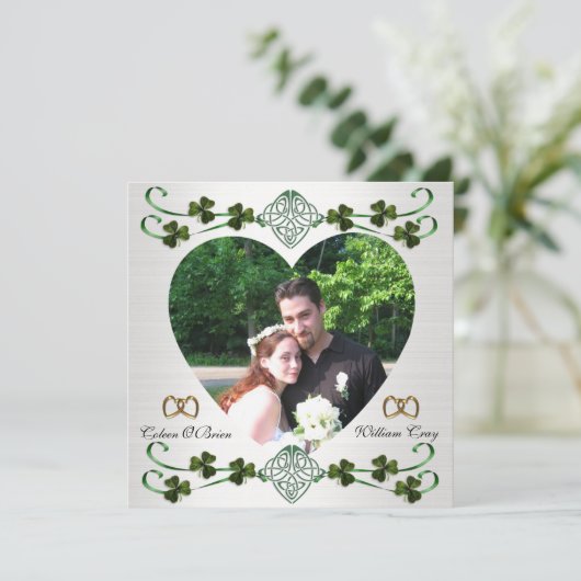 日付の写真カードをアイリッシュ結婚のUnityノットで保存 セーブザデート (スタンド正面)