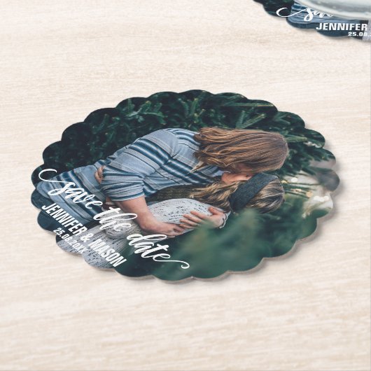 日付の写真テンプレートの書道の原稿を救って下さい ペーパーコースター (アングル)