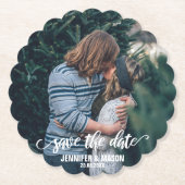 日付の写真テンプレートの書道の原稿を救って下さい ペーパーコースター (正面)