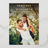 日付の写真ミニマルモダンリストオーバーレイを高く保存 箔招待状 (正面)