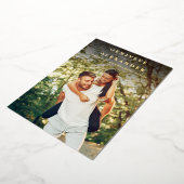 日付の写真ミニマルモダンリストオーバーレイを高く保存 箔招待状 (回転した状態)