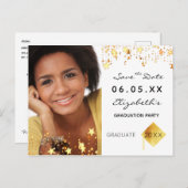 日付の写真卒業パーティー2023白を保存 ポストカード (正面/裏面)