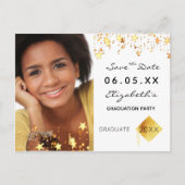 日付の写真卒業パーティー2023白を保存 ポストカード (正面)