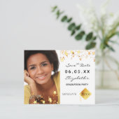 日付の写真卒業パーティー2023白を保存 ポストカード (スタンド正面)