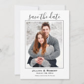 日付の写真結婚を白黒で保存 招待状 (正面)