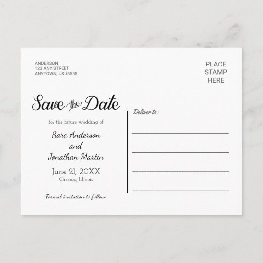 日付の切り取り文字縦写真の保存 案内ポストカード (裏面)