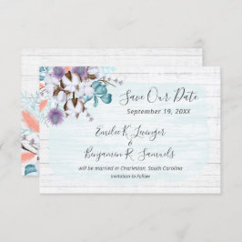 日付の南コットンの国の結婚式カードを保存 招待状