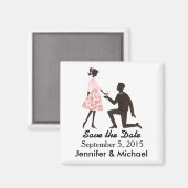 日付の四角結婚い磁石を保存 マグネット (正面/裏面)