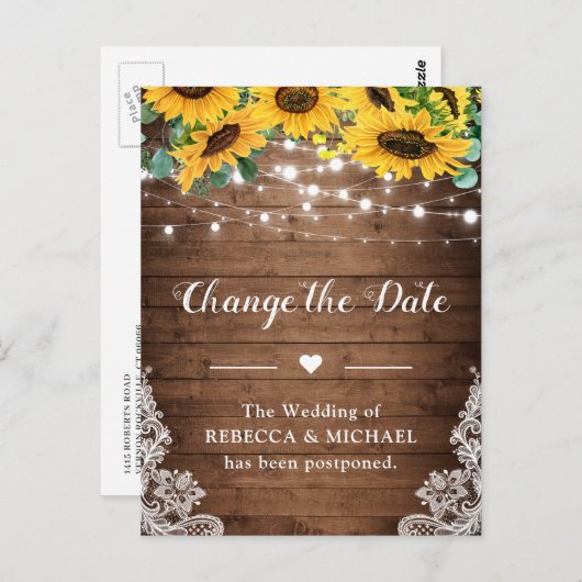 日付の国ひまわり花文字列ライトの変更 ポストカード (正面/裏面)