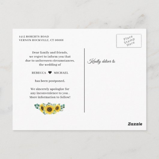 日付の国ひまわり花文字列ライトの変更 ポストカード (裏面)