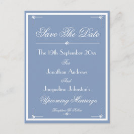 日付の埃っぽい青いアナウンスのはがきを保存 インビテーションポストカード