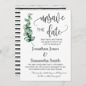 日付の変更に関す結婚る緑の投資の保存を解除 招待状 (正面/裏面)