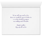 日付の変更アネモネ青結婚の延期カード (内部横(下))