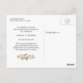 日付の変更エレガント赤面ピンクフローラ写真 ポストカード (裏面)