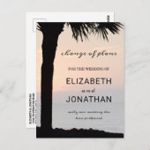 日付の変更サンセットパームツリービーチ葉書 ポストカード (正面/裏面)