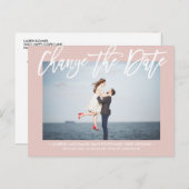 日付の変更シックな埃っぽいバラ書道の写真 案内ポストカード (正面/裏面)