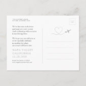 日付の変更シルバートラベル目的地の結婚式 案内ポストカード (裏面)