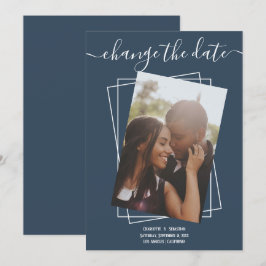 日付の変更タイポグラフィ写真結婚のカード セーブザデート
