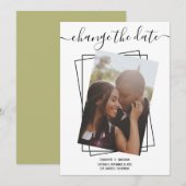 日付の変更タイポグラフィ写真結婚のカード セーブザデート (正面/裏面)