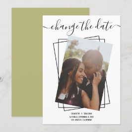 日付の変更タイポグラフィ写真結婚のカード セーブザデート