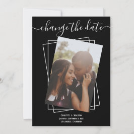 日付の変更タイポグラフィ写真結婚のカード セーブザデート