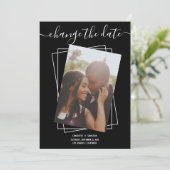 日付の変更タイポグラフィ写真結婚のカード セーブザデート (スタンド正面)