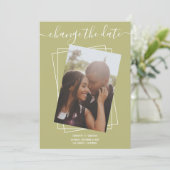 日付の変更タイポグラフィ写真結婚のカード セーブザデート (スタンド正面)