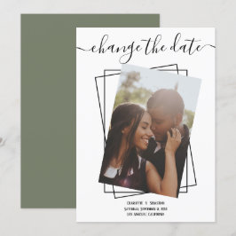 日付の変更タイポグラフィ写真結婚のカード セーブザデート