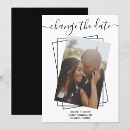 日付の変更タイポグラフィ写真結婚のカード セーブザデート