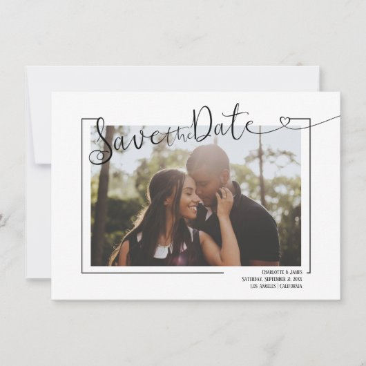 日付の変更タイポグラフィ結婚写真 シーズンカード (正面)