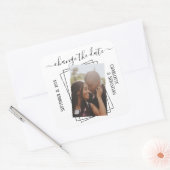 日付の変更タイポグラフィ結婚写真 スクエアシール (封筒)