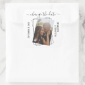 日付の変更タイポグラフィ結婚写真 スクエアシール (バッグ)