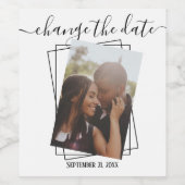 日付の変更タイポグラフィ結婚写真 ワインラベル (シングルラベル)