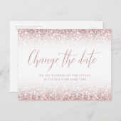 日付の変更ピンクグリッターバルミツワー延期 ポストカード (正面/裏面)