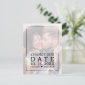 日付の変更フェードフォトミニマルタイポグラフィ 案内ポストカード (スタンド正面)