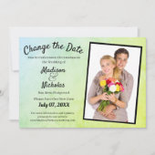 日付の変更フォトの結婚緑の羊皮紙 セーブザデート (正面)