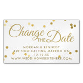 日付の変更ホワイト金ゴールド紙吹雪磁気カード マグネット名刺 (正面)