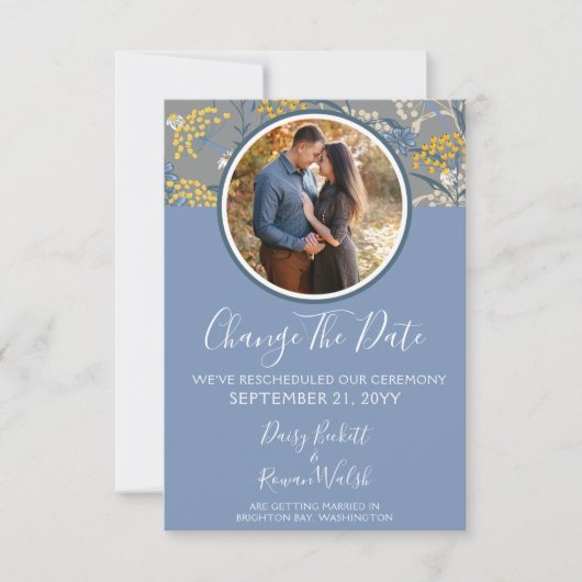 日付の変更ボタニカルデイジーの再結婚スケジュール 招待状 (正面)