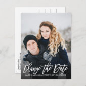 日付の変更モダンタイポグラフィの縦写真 案内ポストカード (正面/裏面)