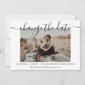 日付の変更モダン白シックタイポグラフィ写真 セーブザデート (正面)