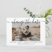 日付の変更モダン白シックタイポグラフィ写真 セーブザデート (スタンド正面)