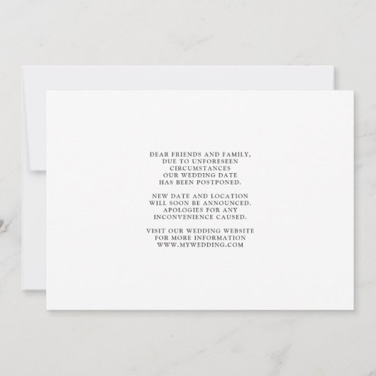 日付の変更モダン白シックタイポグラフィ写真 セーブザデート (裏面)