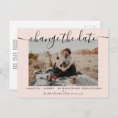 日付の変更モダン赤面タイポグラフィ写真 案内ポストカード (正面/裏面)