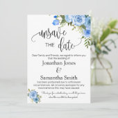 日付の変更日の青色のフローラを保存解除します。 招待状 (スタンド正面)